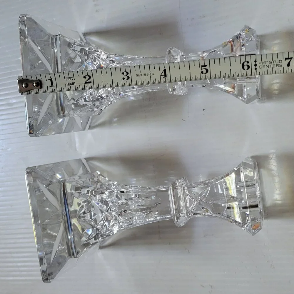 WATERFORD LISMORE CRYSTAL CANDLE HOLDER SQUARE BASE CRAFTED 6